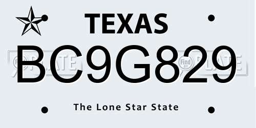 BC9G829 Texas License Plate