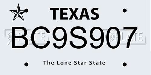 BC9S907 Texas License Plate