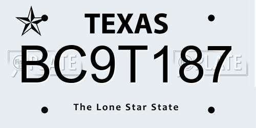BC9T187 Texas License Plate
