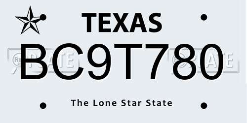 BC9T780 Texas License Plate