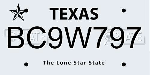 BC9W797 Texas License Plate