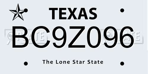 BC9Z096 Texas License Plate