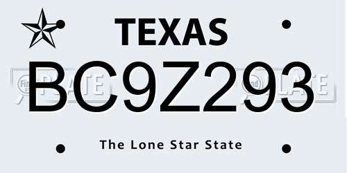 BC9Z293 Texas License Plate