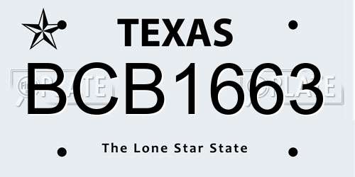 BCB1663 Texas License Plate