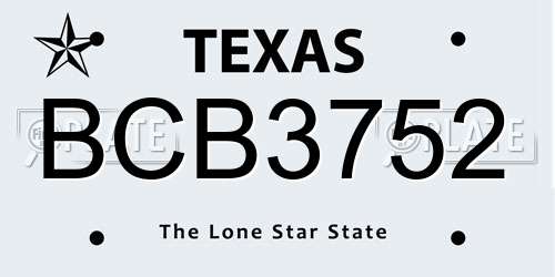 BCB3752 Texas License Plate