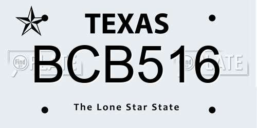 BCB516 Texas License Plate