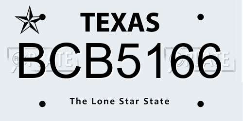 BCB5166 Texas License Plate