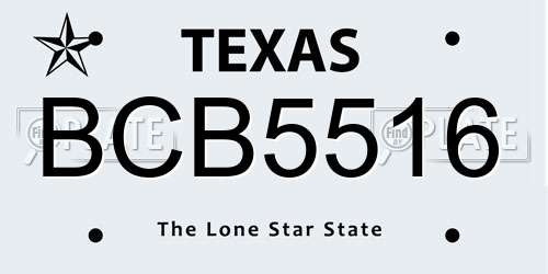 BCB5516 Texas License Plate