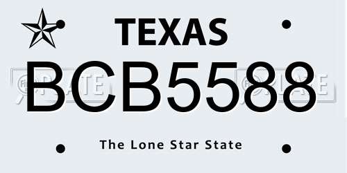 BCB5588 Texas License Plate