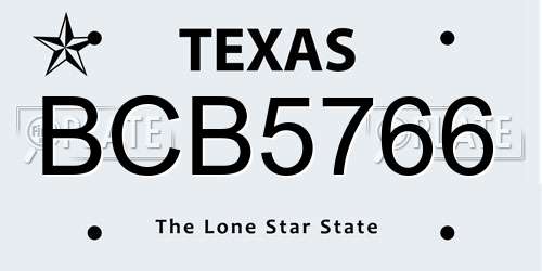 BCB5766 Texas License Plate