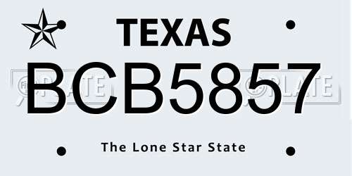 BCB5857 Texas License Plate