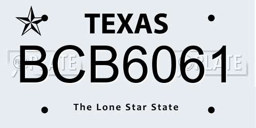 BCB6061 Texas License Plate