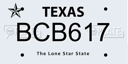BCB617 Texas License Plate