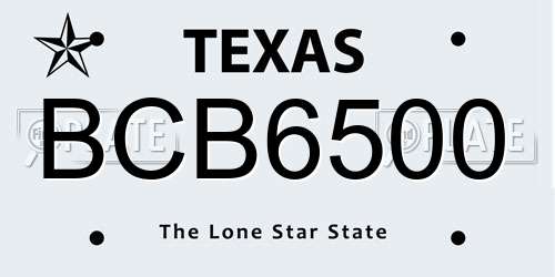 BCB6500 Texas License Plate
