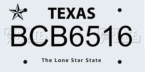 BCB6516 Texas License Plate