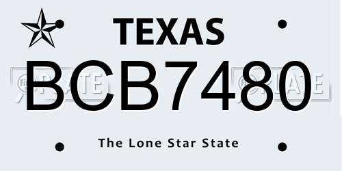 BCB7480 Texas License Plate
