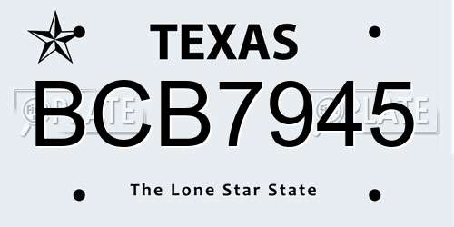 BCB7945 Texas License Plate