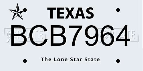 BCB7964 Texas License Plate