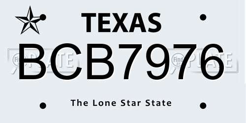 BCB7976 Texas License Plate