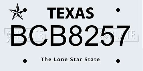 BCB8257 Texas License Plate