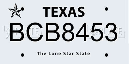 BCB8453 Texas License Plate