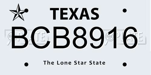 BCB8916 Texas License Plate
