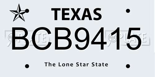 BCB9415 Texas License Plate