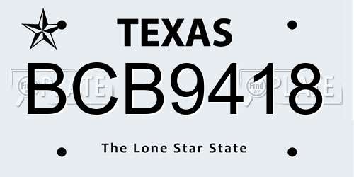 BCB9418 Texas License Plate