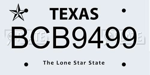 BCB9499 Texas License Plate