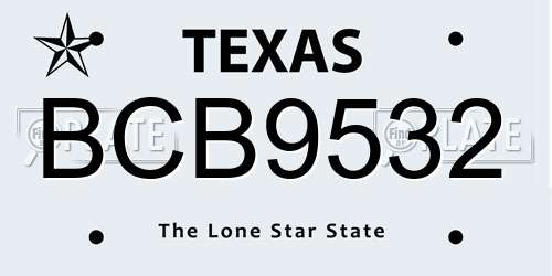 BCB9532 Texas License Plate