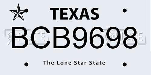 BCB9698 Texas License Plate
