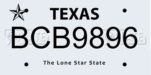 BCB9896 Texas License Plate