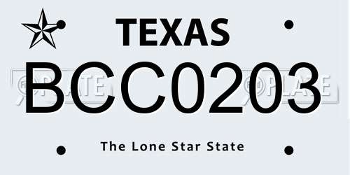 BCC0203 Texas License Plate