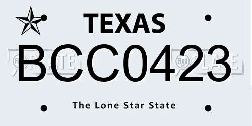 BCC0423 Texas License Plate