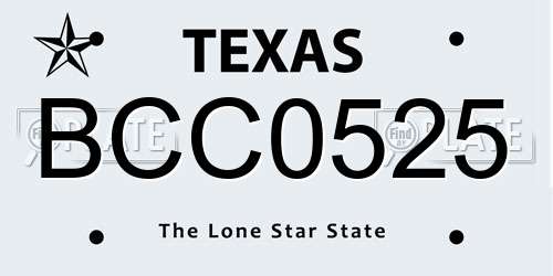 BCC0525 Texas License Plate