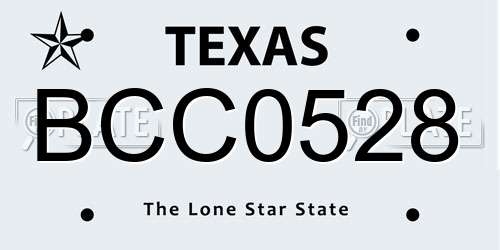 BCC0528 Texas License Plate