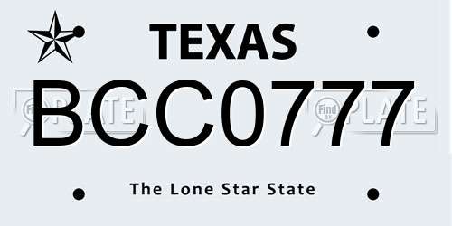 BCC0777 Texas License Plate