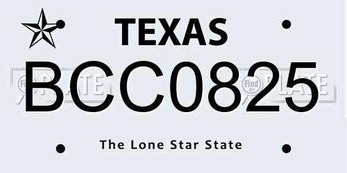 BCC0825 Texas License Plate