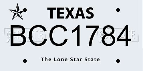 BCC1784 Texas License Plate