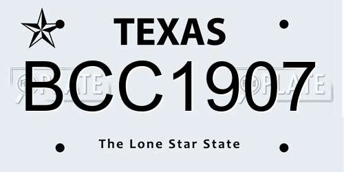 BCC1907 Texas License Plate