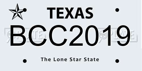BCC2019 Texas License Plate