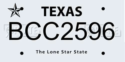BCC2596 Texas License Plate
