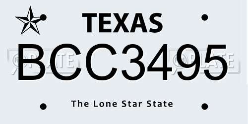 BCC3495 Texas License Plate