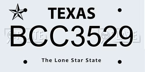 BCC3529 Texas License Plate