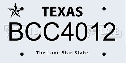 BCC4012 Texas License Plate