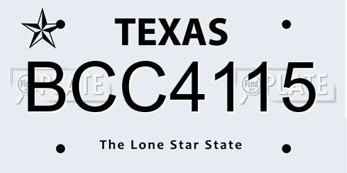 BCC4115 Texas License Plate