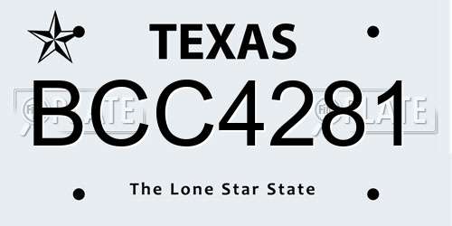 BCC4281 Texas License Plate