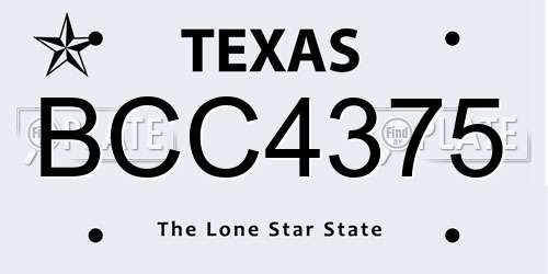 BCC4375 Texas License Plate