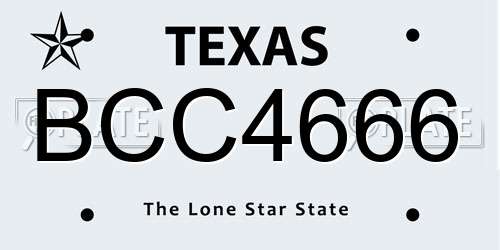 BCC4666 Texas License Plate