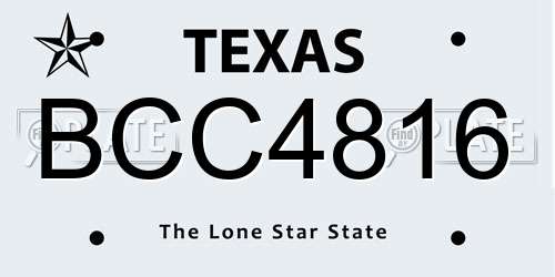 BCC4816 Texas License Plate